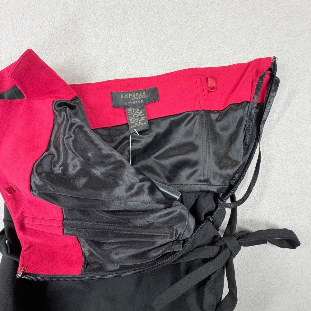 Express Strapless‎ Mini Dress Womens Small Black Red Tie Waist Party NWT - Picture 10 of 11